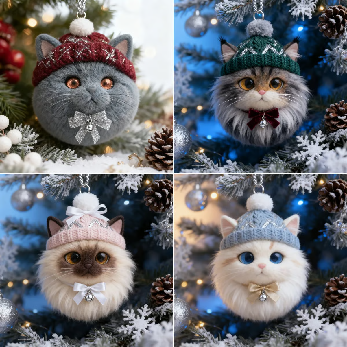 🐱Furry Friends: Winter Cat Ornament Collection